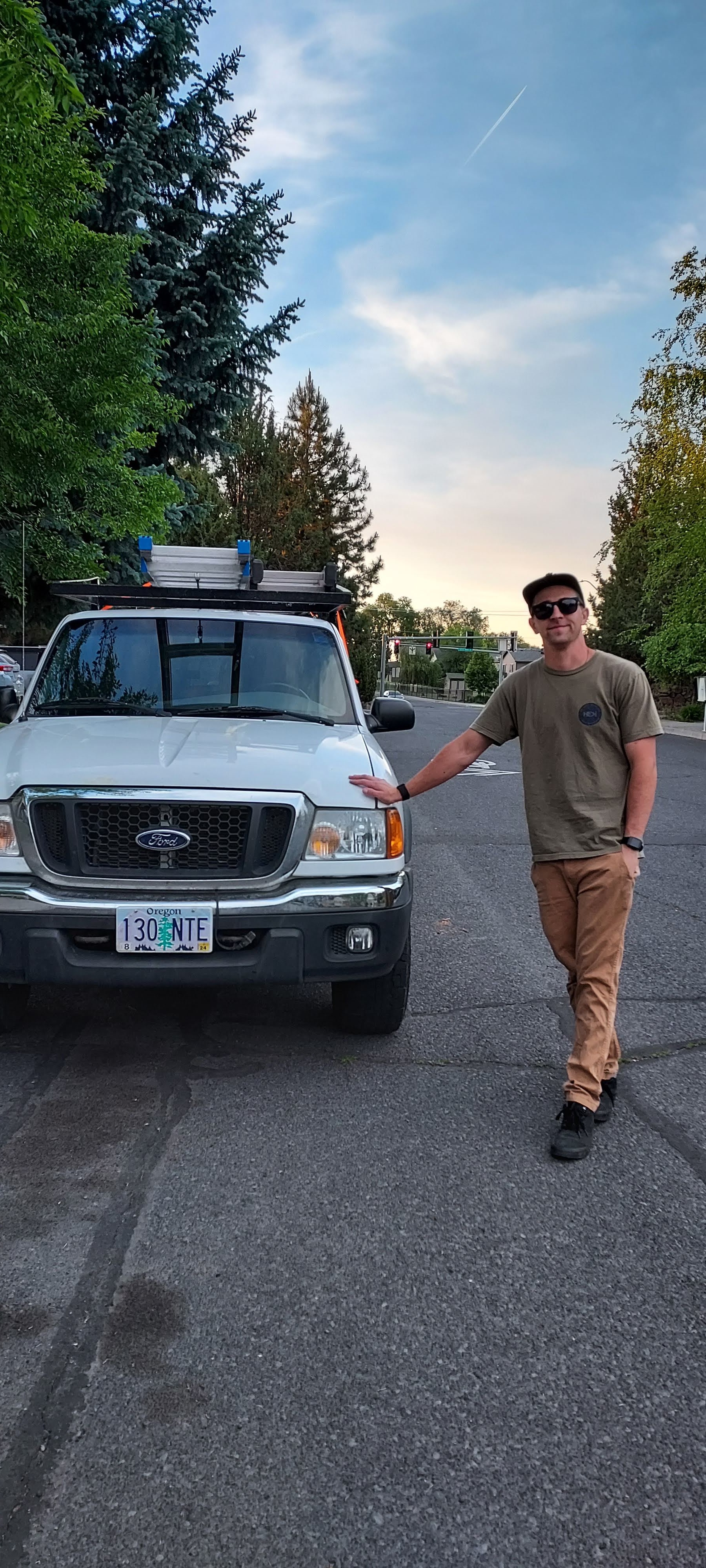 Riley Anderson with his work truck